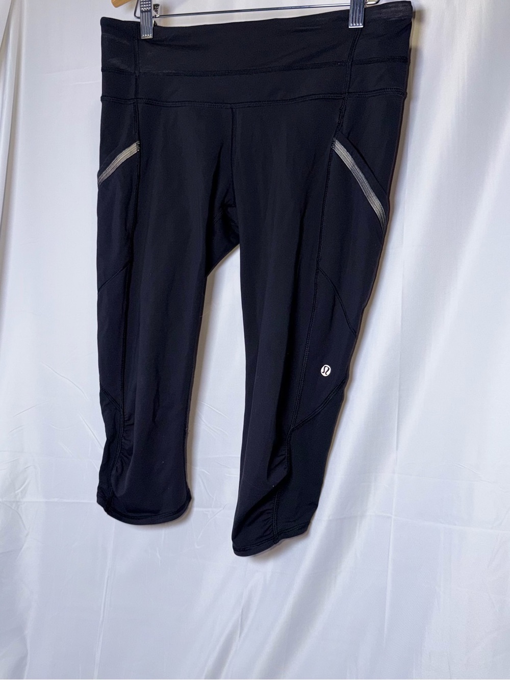 lululemon athletica Black Cropped Leggings with Reflective Trim